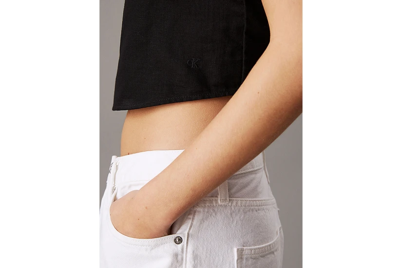 Calvin Klein Γυναικείο Αμάνικο Crop Top Μαύρο