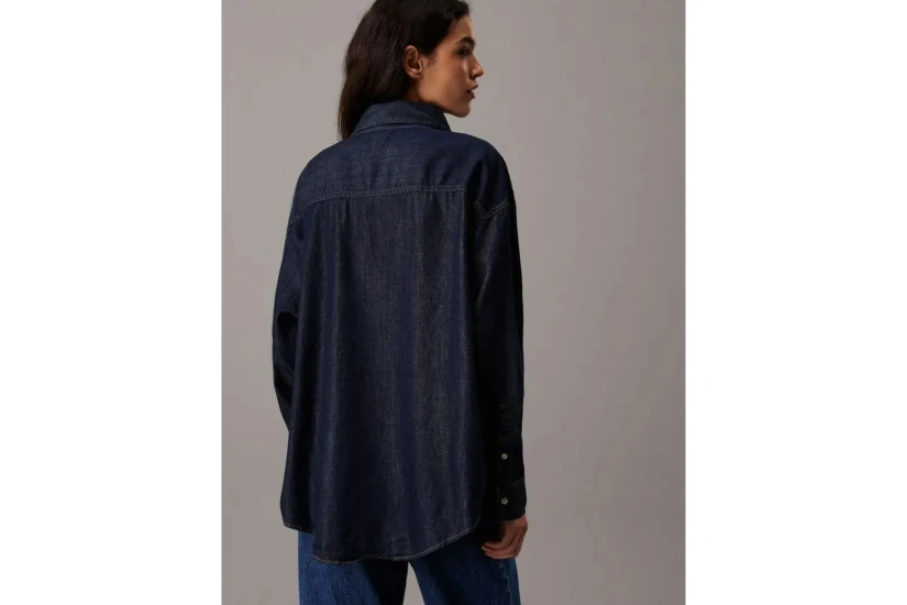 Calvin Klein Γυναικείο Denim Μακρυμάνικο Πουκάμισο Μπλε Σκούρο