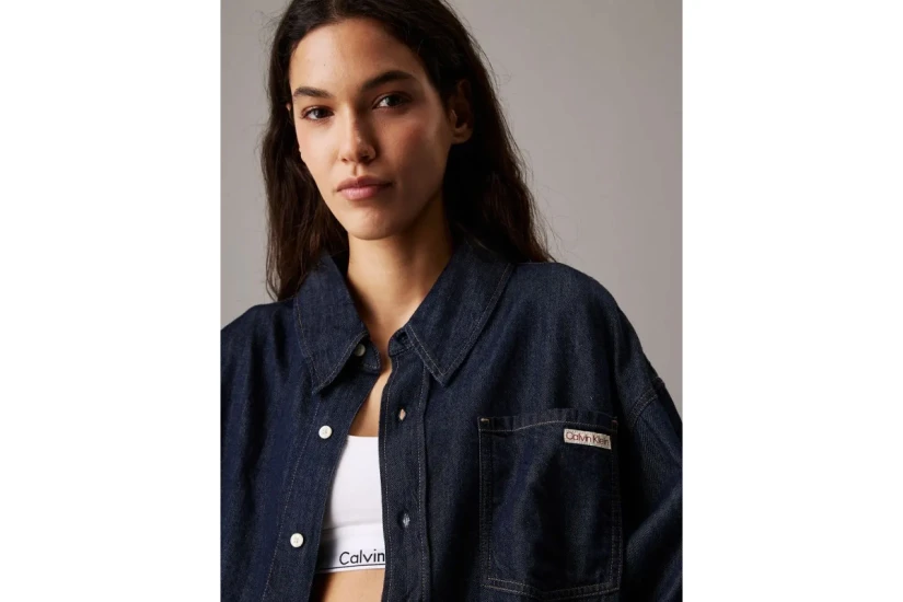 Calvin Klein Γυναικείο Denim Μακρυμάνικο Πουκάμισο Μπλε Σκούρο