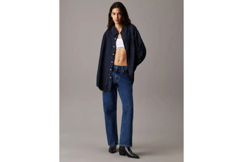 Calvin Klein Γυναικείο Denim Μακρυμάνικο Πουκάμισο Μπλε Σκούρο