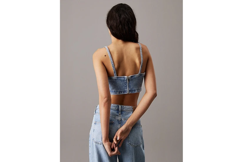 Calvin Klein Denim Bralette Γυναικείο Αμάνικο Τζιν Crop Top