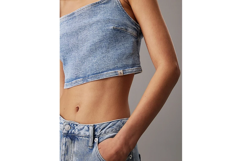 Calvin Klein Denim Bralette Γυναικείο Αμάνικο Τζιν Crop Top