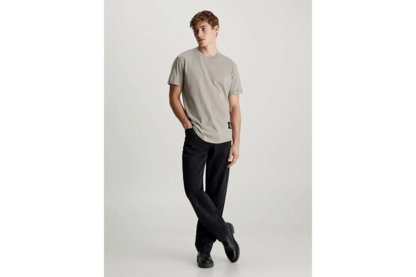 Calvin Klein Cotton Badge Ανδρικό Κοντομάνικο T-Shirt Γκρι