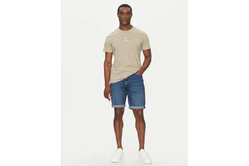 Calvin Klein Monogram Ανδρικό Κοντομάνικο T-Shirt Μπεζ