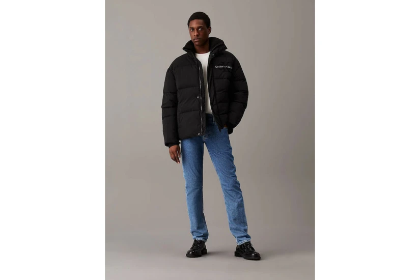 Calvin Klein Oversized Chenille Ανδρικό Puffer Μπουφάν Μαύρο