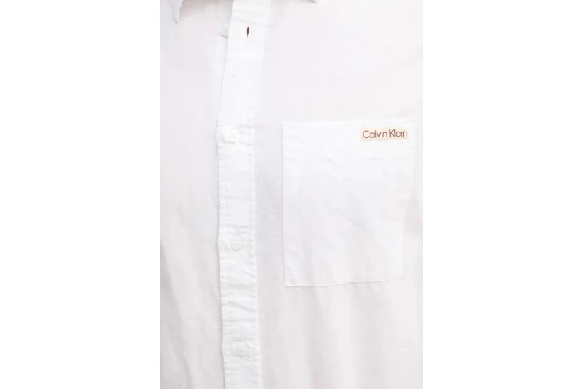 Calvin Klein Linen Cotton Ανδρικό Μακρυμάνικο Πουκάμισο Λευκό