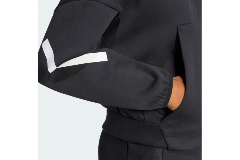 Adidas Performance Z.N.E Full - Zip Γυναικεία Πολυεστερική Ζακέτα με Κουκούλα Μαύρη