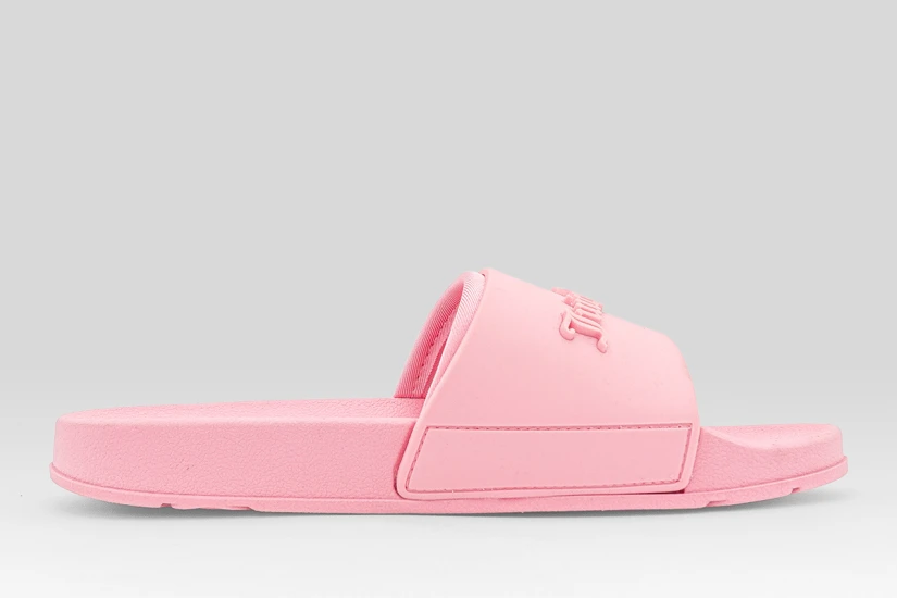 Juicy Couture Logo Embossed Sliders Γυναικείες Παντόφλες Ροζ