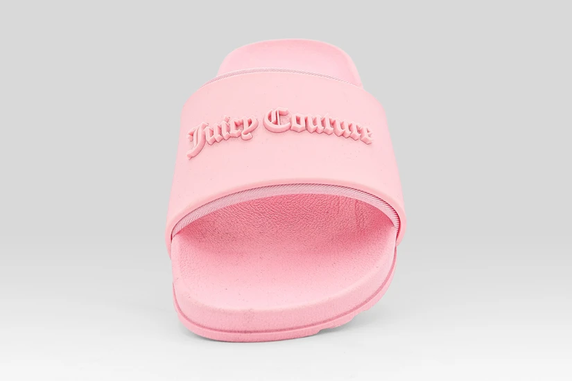 Juicy Couture Logo Embossed Sliders Γυναικείες Παντόφλες Ροζ