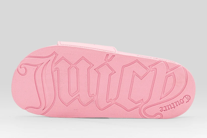 Juicy Couture Logo Embossed Sliders Γυναικείες Παντόφλες Ροζ