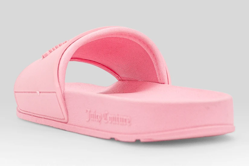 Juicy Couture Logo Embossed Sliders Γυναικείες Παντόφλες Ροζ