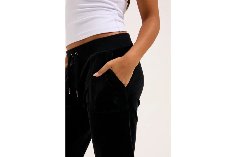 Juicy Couture Classic Velour Cuffed Γυναικείο Παντελόνι Φόρμας Μαύρο