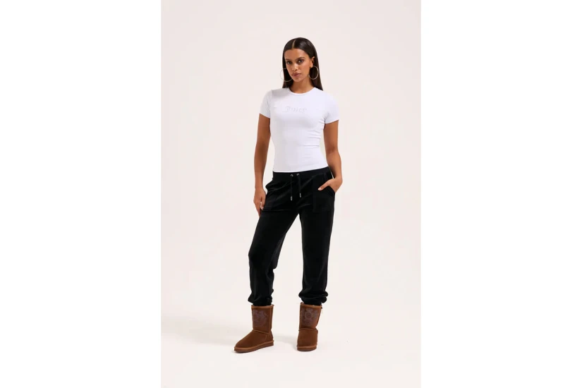 Juicy Couture Classic Velour Cuffed Γυναικείο Παντελόνι Φόρμας Μαύρο