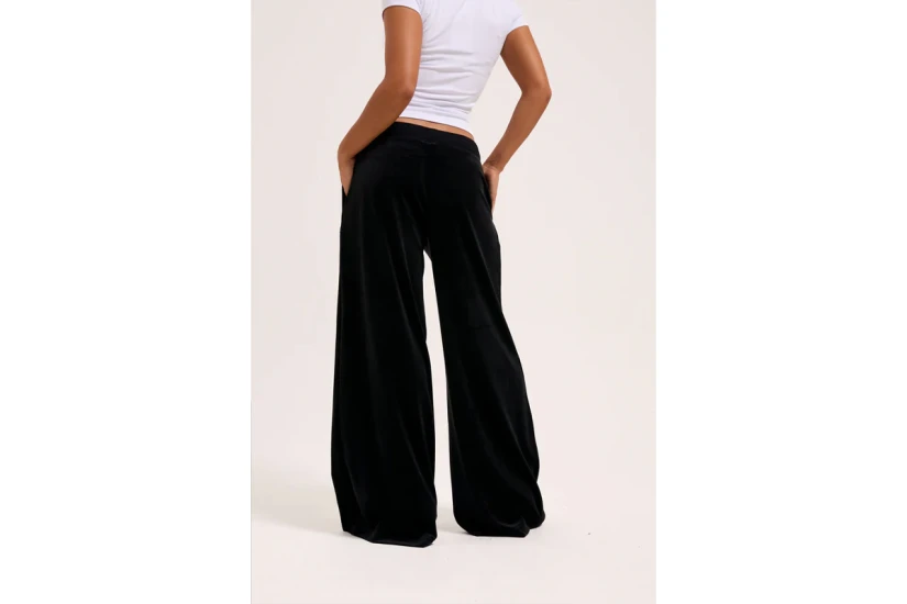 Juicy Couture Wide Leg Classic Velour Γυναικείο Παντελόνι Φόρμας Μαύρο