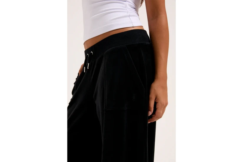 Juicy Couture Wide Leg Classic Velour Γυναικείο Παντελόνι Φόρμας Μαύρο