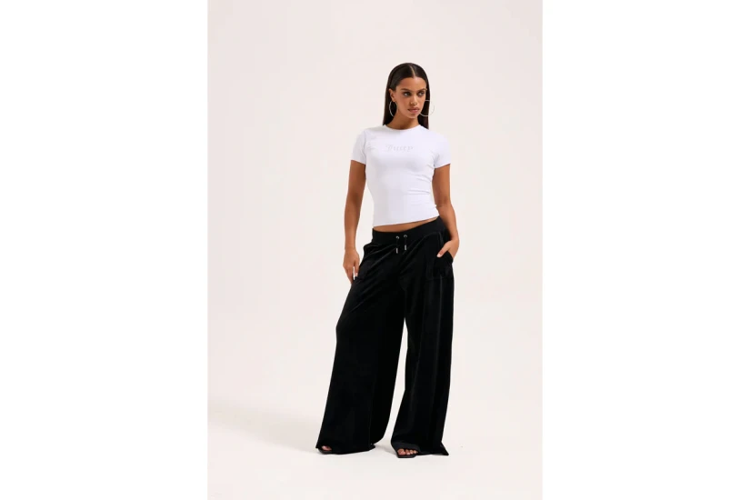 Juicy Couture Wide Leg Classic Velour Γυναικείο Παντελόνι Φόρμας Μαύρο