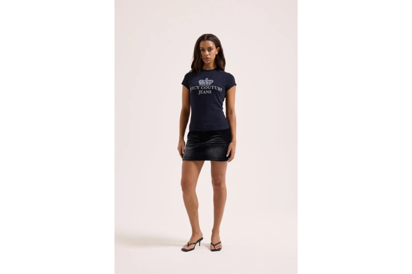 Juicy Couture Jeans Black Washed Longline Γυναικείο Κοντομάνικο T-Shirt Μαύρο