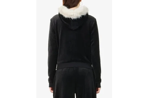 Juicy Couture Pom Pom Faux Fur Bamboo Ζακέτα Βελουτέ Γυναικεία (JCGAS225007 101)
