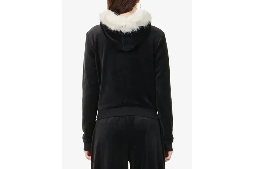 Juicy Couture Pom Pom Faux Fur Bamboo Γυναικεία Ζακέτα Βελουτέ