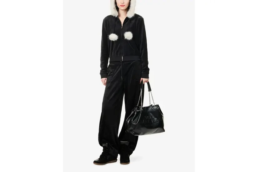 Juicy Couture Pom Pom Faux Fur Bamboo Γυναικεία Ζακέτα Βελουτέ