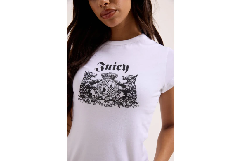 Juicy Couture Dog Crest Graphic Γυναικείο Κοντομάνικο T-Shirt Λευκό