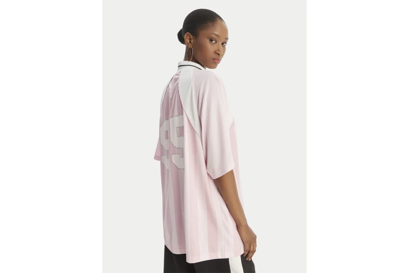 Juicy Couture Football Γυναικείο Κοντομάνικο Polo Ροζ, Λευκό