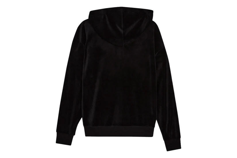 Juicy Couture Halan Γυναικεία Ζακέτα Με Κουκούλα Βελουτέ Μαύρη