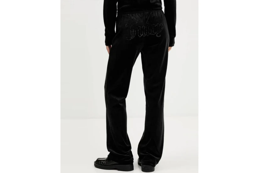 Juicy Couture Tina Velour Outline Diamante Γυναικείο Παντελόνι Φόρμας Μαύρο