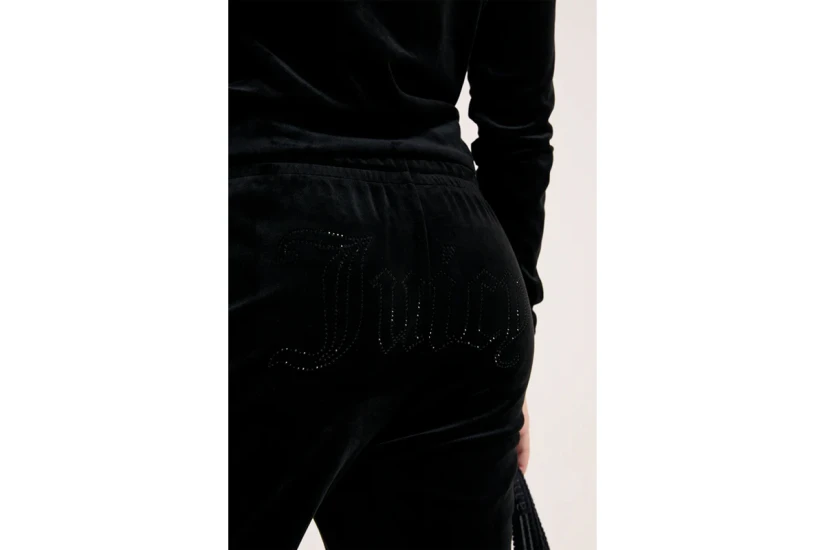 Juicy Couture Outline Diamante Wide Leg Γυναικείο Παντελόνι Φόρμας Μαύρο