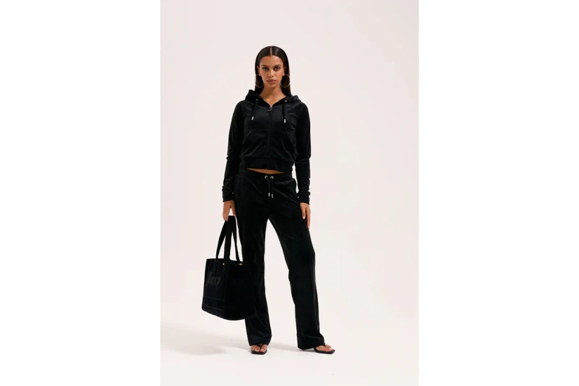 Juicy Couture Outline Diamante Wide Leg Γυναικείο Παντελόνι Φόρμας Μαύρο