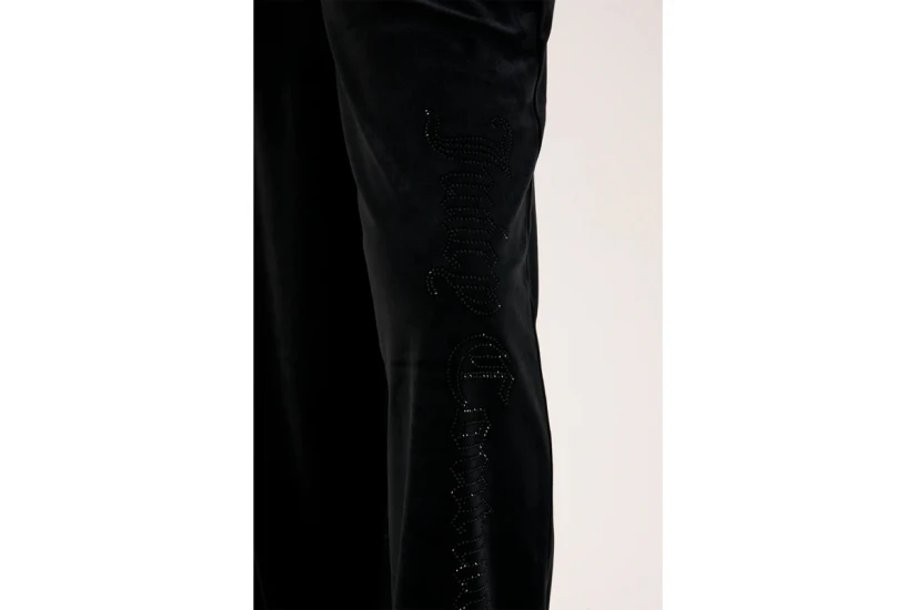 Juicy Couture Outline Diamante Wide Leg Γυναικείο Παντελόνι Φόρμας Μαύρο