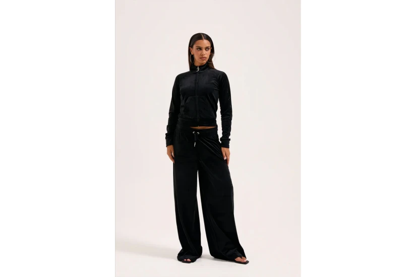 Juicy Couture Outline Diamante Wide Leg Γυναικείο Παντελόνι Φόρμας Μαύρο