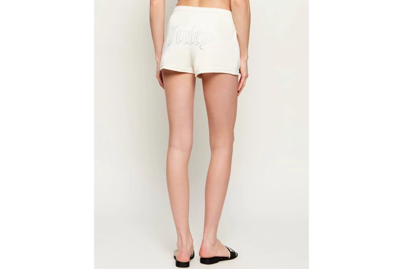 Juicy Couture Tamia Velour Outline Diamante Γυναικείο Αθλητικό Σορτς Εκρού