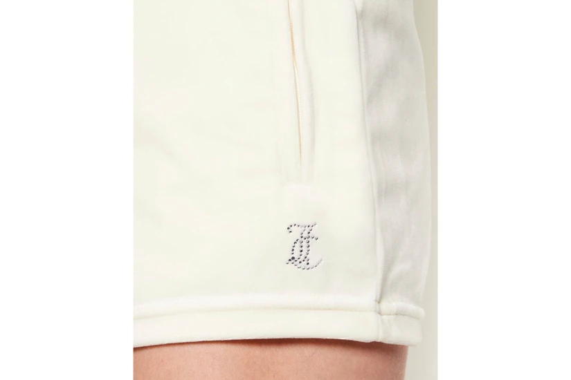 Juicy Couture Tamia Velour Outline Diamante Γυναικείο Αθλητικό Σορτς Εκρού