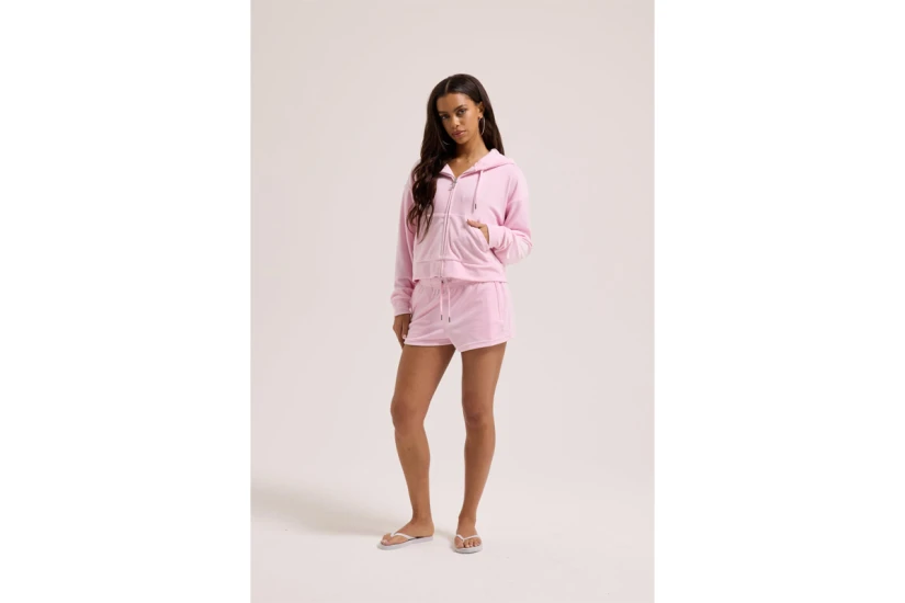Juicy Couture Tamia Velour Outline Diamante Γυναικείο Αθλητικό Σορτς Ροζ