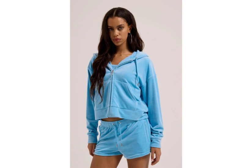 Juicy Couture Tamia Velour Outline Diamante Γυναικείο Αθλητικό Σορτς Γαλάζιο