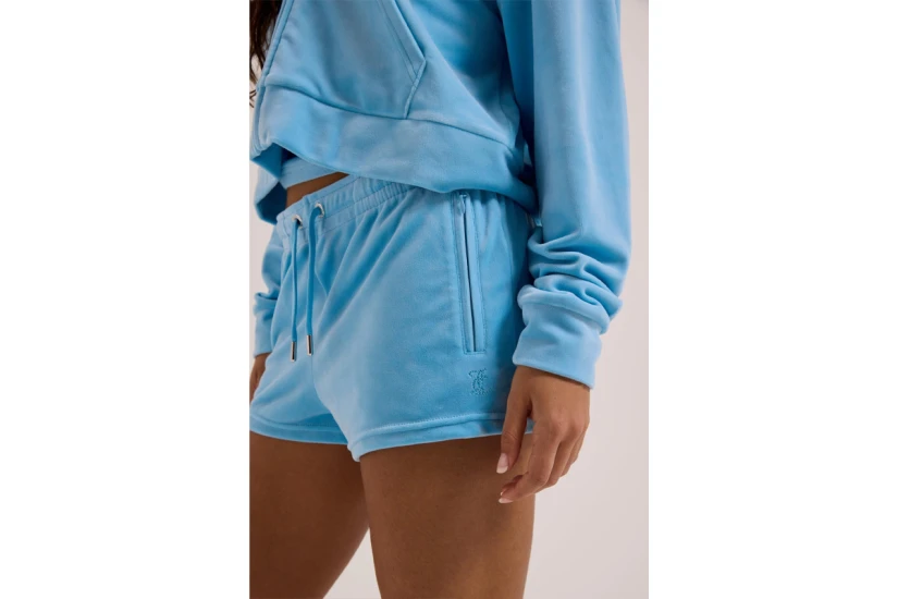 Juicy Couture Tamia Velour Outline Diamante Γυναικείο Αθλητικό Σορτς Γαλάζιο