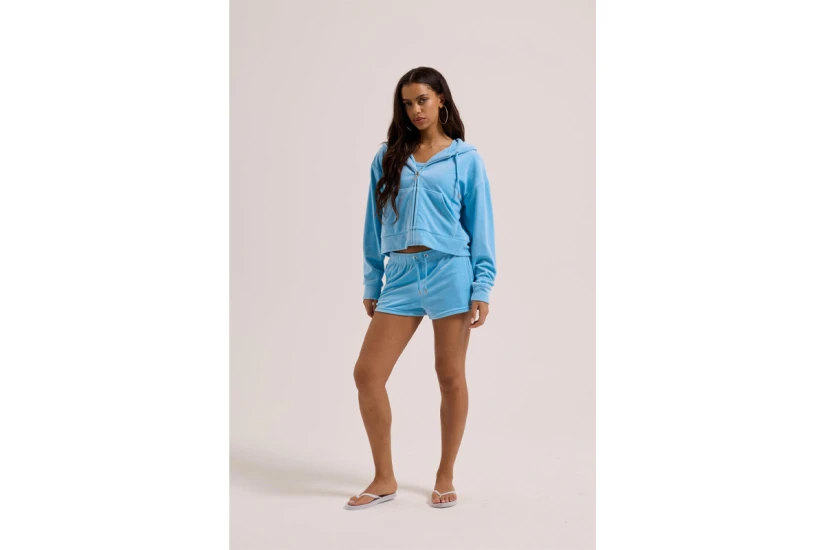 Juicy Couture Tamia Velour Outline Diamante Γυναικείο Αθλητικό Σορτς Γαλάζιο