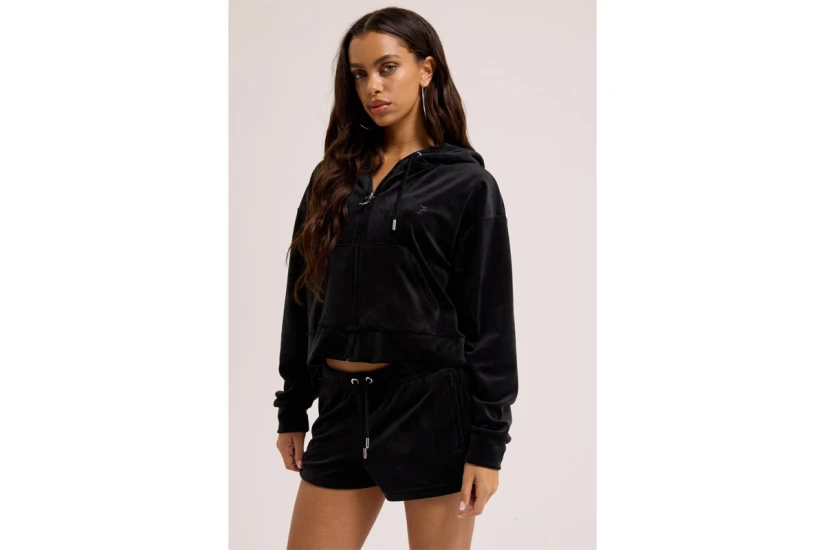 Juicy Couture Jersey Roll Down Diamante Γυναικείο Αθλητικό Σορτς Μαύρο
