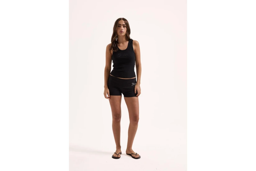 Juicy Couture Ribbed Outline Diamante Racer Γυναικεία Αμάνικη Μπλούζα Μαύρη