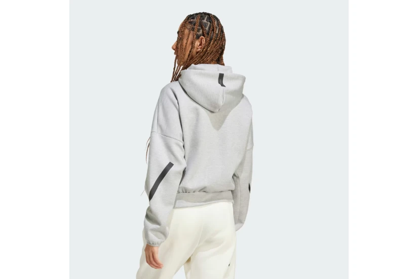 Adidas Performance Z.N.E Full - Zip Γυναικεία Πολυεστερική Ζακέτα με Κουκούλα Γκρι