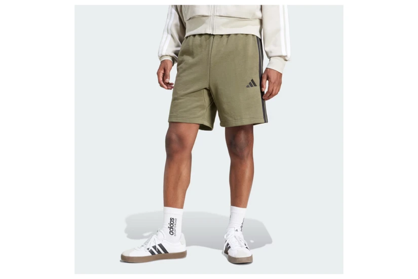 Adidas Performance Essential 3-Stripes Ανδρική Αθλητική Βερμούδα Χακί, Μαύρη