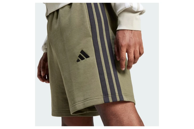 Adidas Performance Essential 3-Stripes Ανδρική Αθλητική Βερμούδα Χακί, Μαύρη
