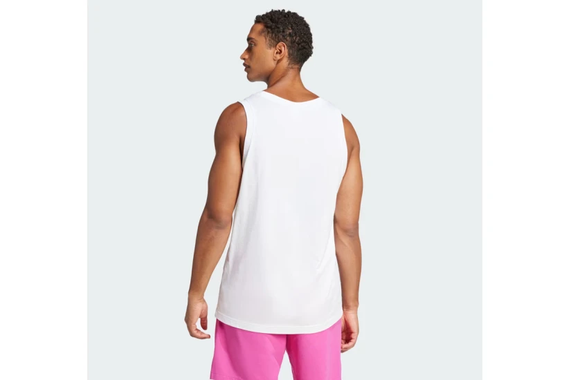 Adidas Performance Essentials Small Logo Ανδρική Αμάνικη Μπλούζα Λευκή