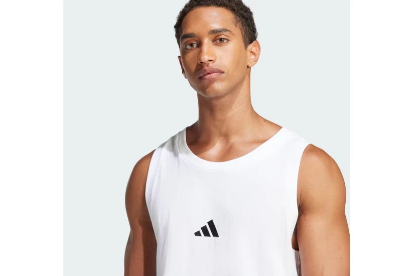 Adidas Performance Essentials Small Logo Ανδρική Αμάνικη Μπλούζα Λευκή