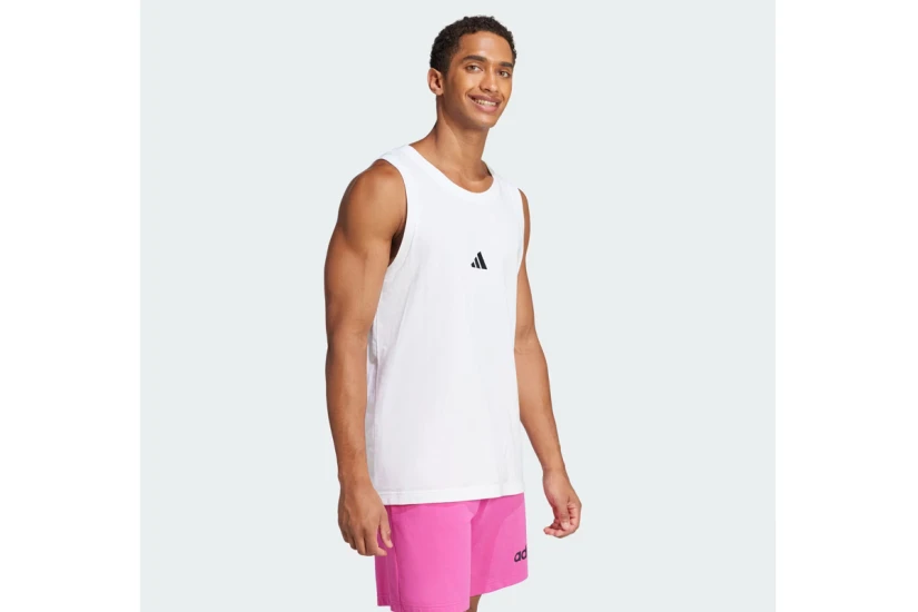 Adidas Performance Essentials Small Logo Ανδρική Αμάνικη Μπλούζα Λευκή
