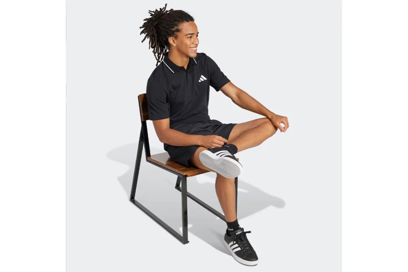 Adidas Performance Essentials Small Logo Piqué Ανδρική Κοντομάνικη Μπλούζα Polo Μαύρη