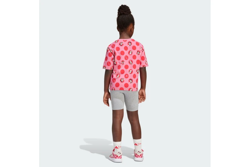 Adidas Performance Disney Minnie Mouse Παιδικό Σετ Κοντομάνικη Μπλούζα - Κολάν Φούξια, Κόκκινο, Γκρι