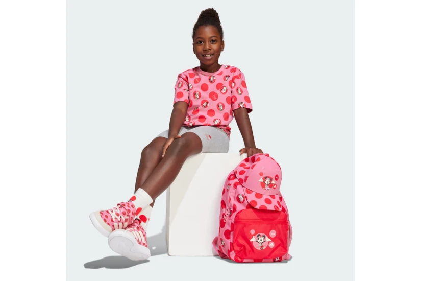 Adidas Performance Disney Minnie Mouse Παιδικό Σετ Κοντομάνικη Μπλούζα - Κολάν Φούξια, Κόκκινο, Γκρι