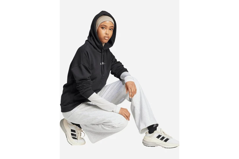 Adidas Performance Linear Fleece Γυναικείο Φούτερ με Κουκούλα Μαύρο